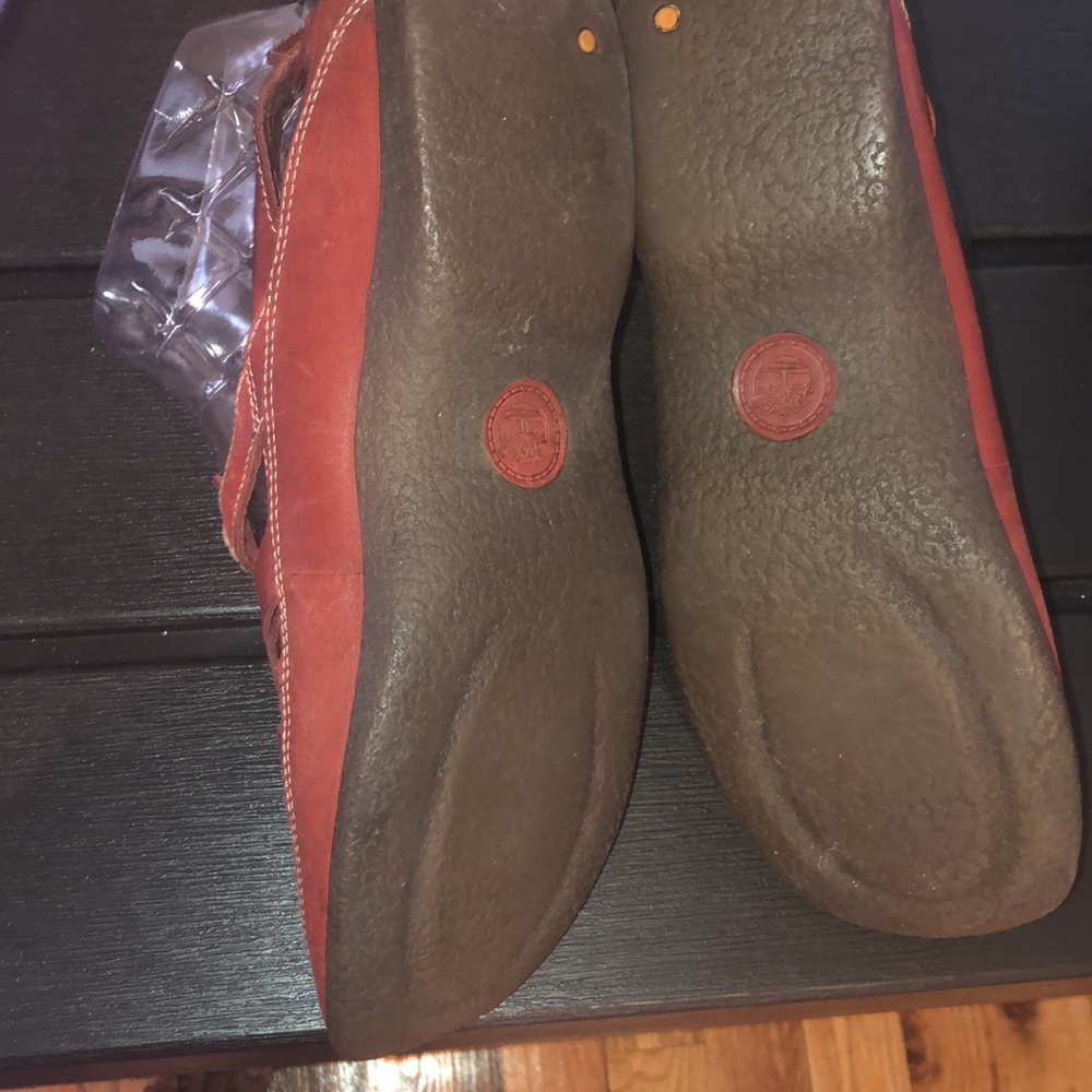TIMBERLAND 26354-9026 Red Leather Slip On Criss Cross Sandal Shoes 9.5 - Picture 7 of 12